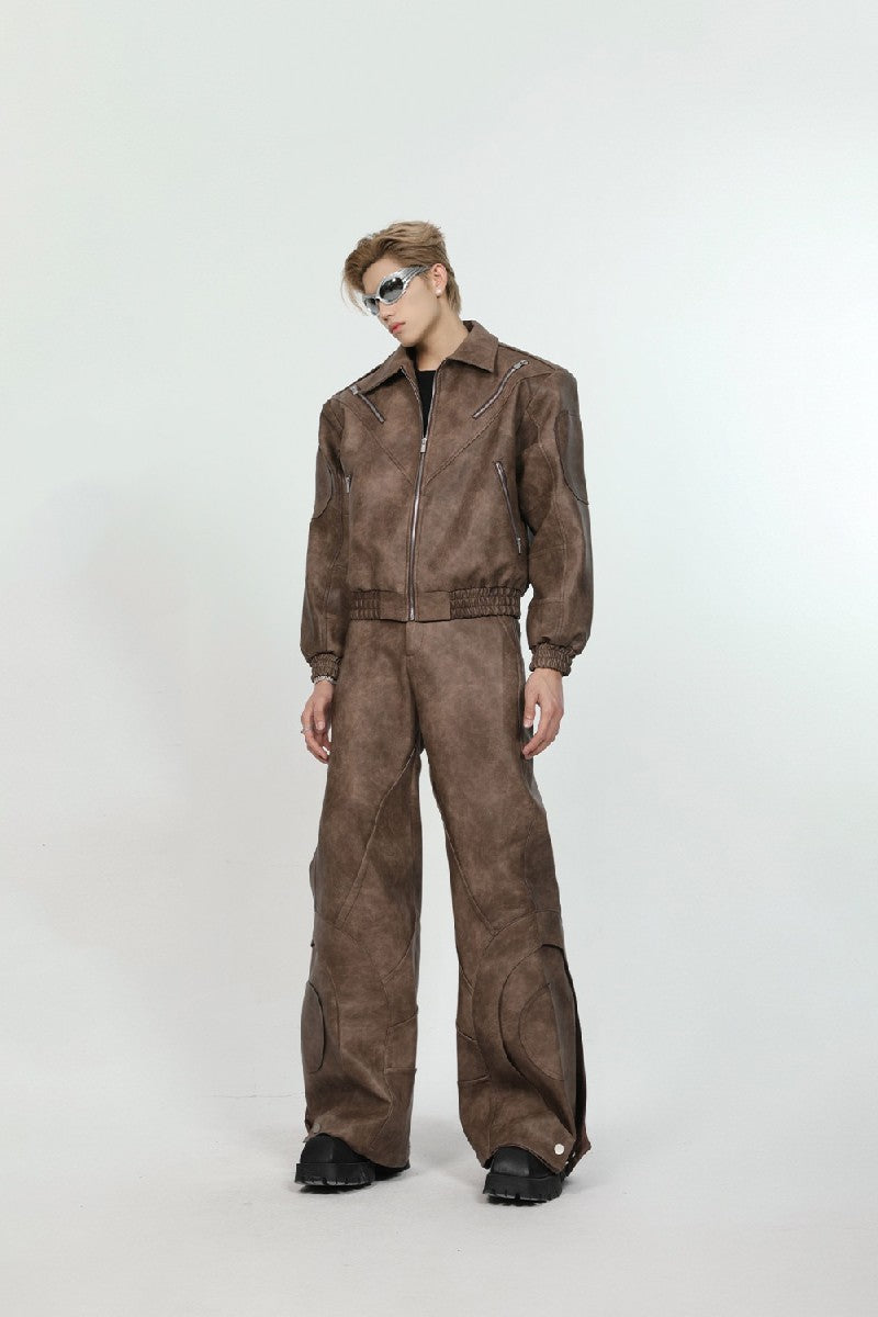 PU Leather Cropped Jacket