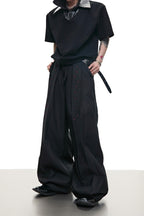 Rhinestone Embroidered Ribbon Trousers
