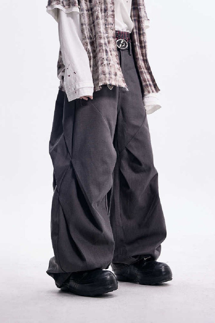 Diamond Pleat Wide Trousers
