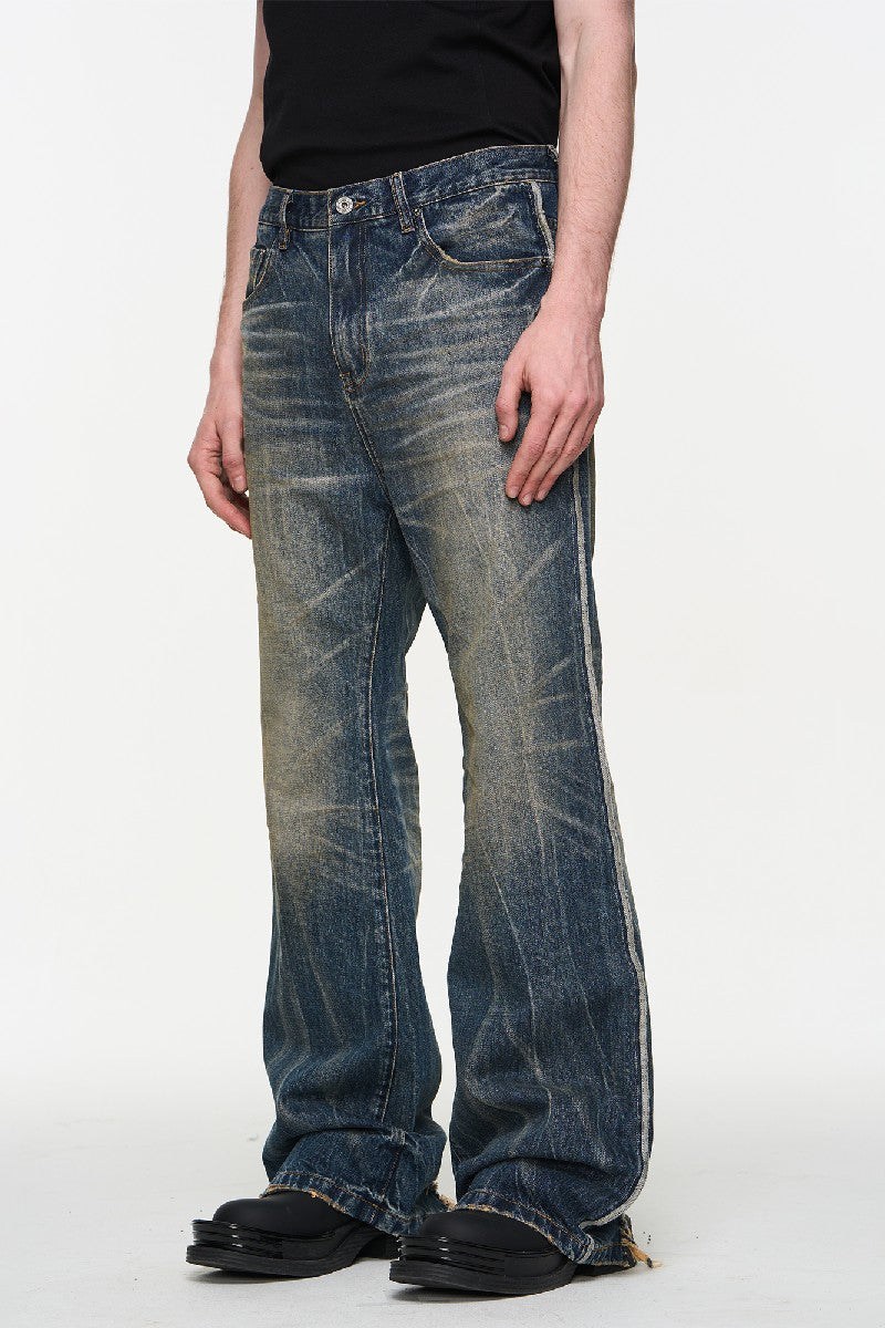 Blue Washed Heavy Whiskered Jeans