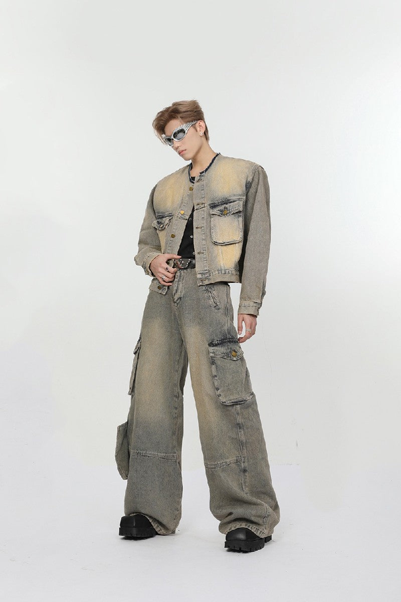 Washed Pockets Jeans