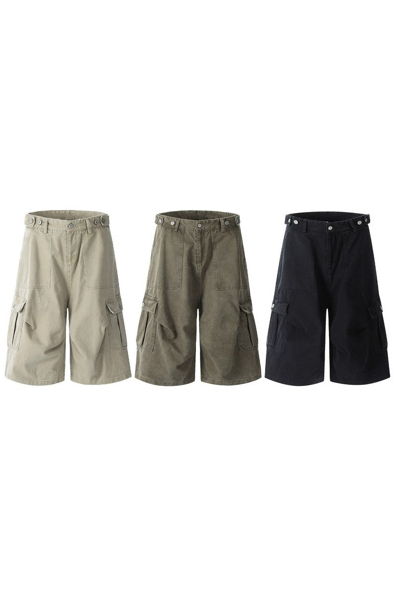 Washed Multi Pocket Cargo Shorts