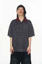 Striped Patchwork Polo Tee