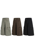 Multi Pocket Cropped Work Shorts