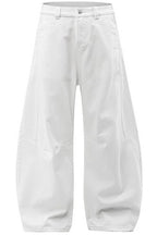 White Blade Cut Baggy Jeans
