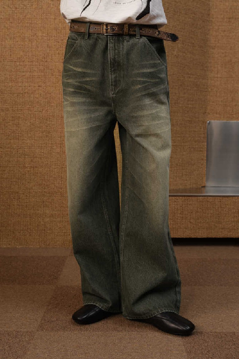 Faded Green Straight Jeans