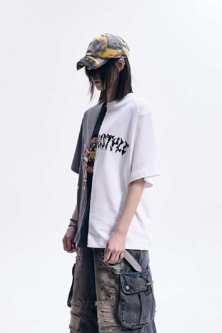 Patchwork Colorblock Graphic Tee