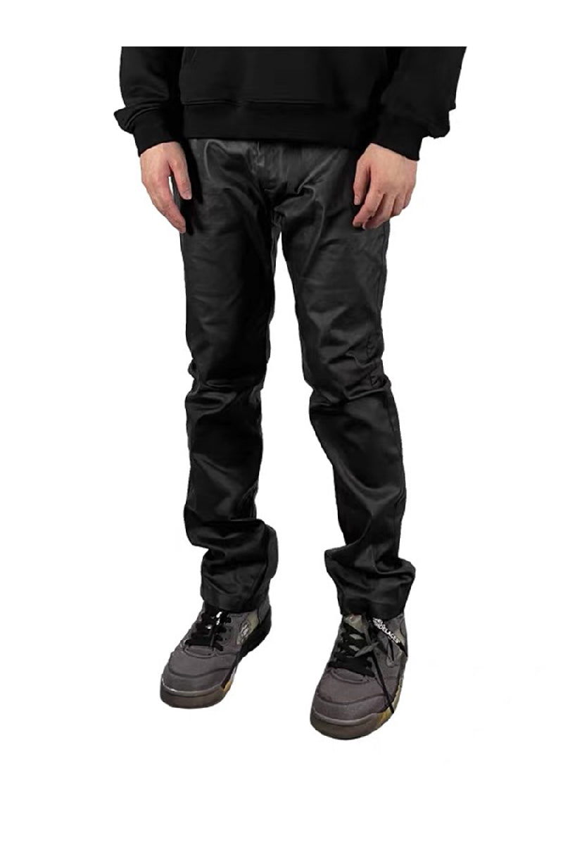 Coated Flared Waxed Jeans