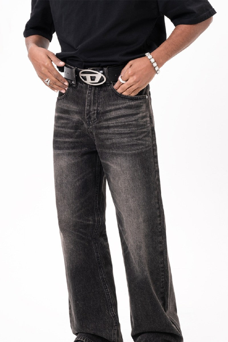 Loose Straight Washed Jeans