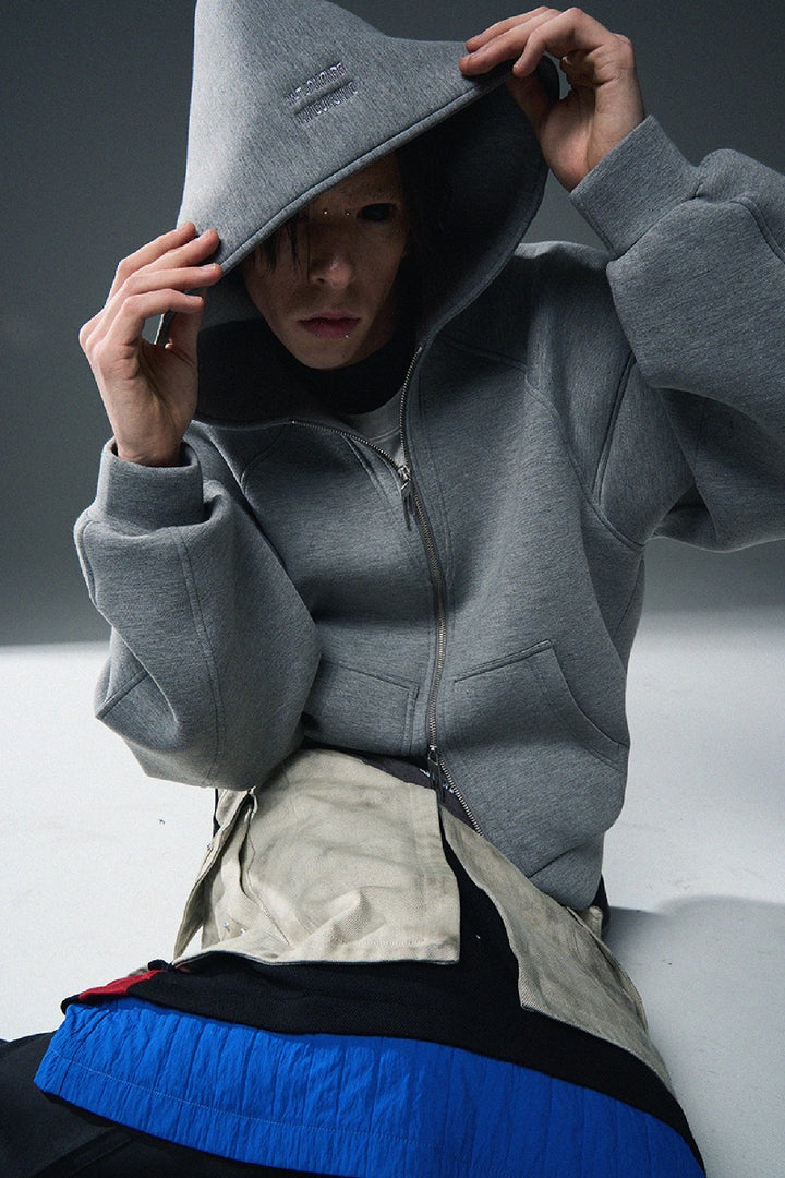 Embroidered Two-Tone Drop Shoulder Hoodie