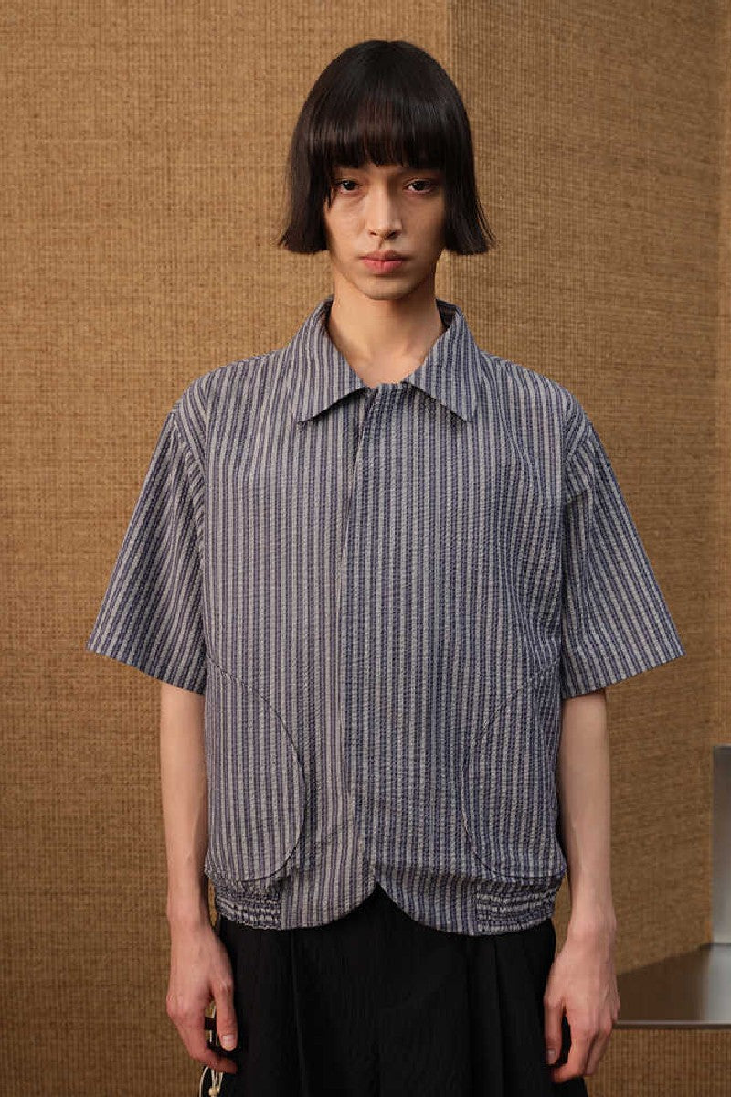 Crinkle Stripe Curved Shirt