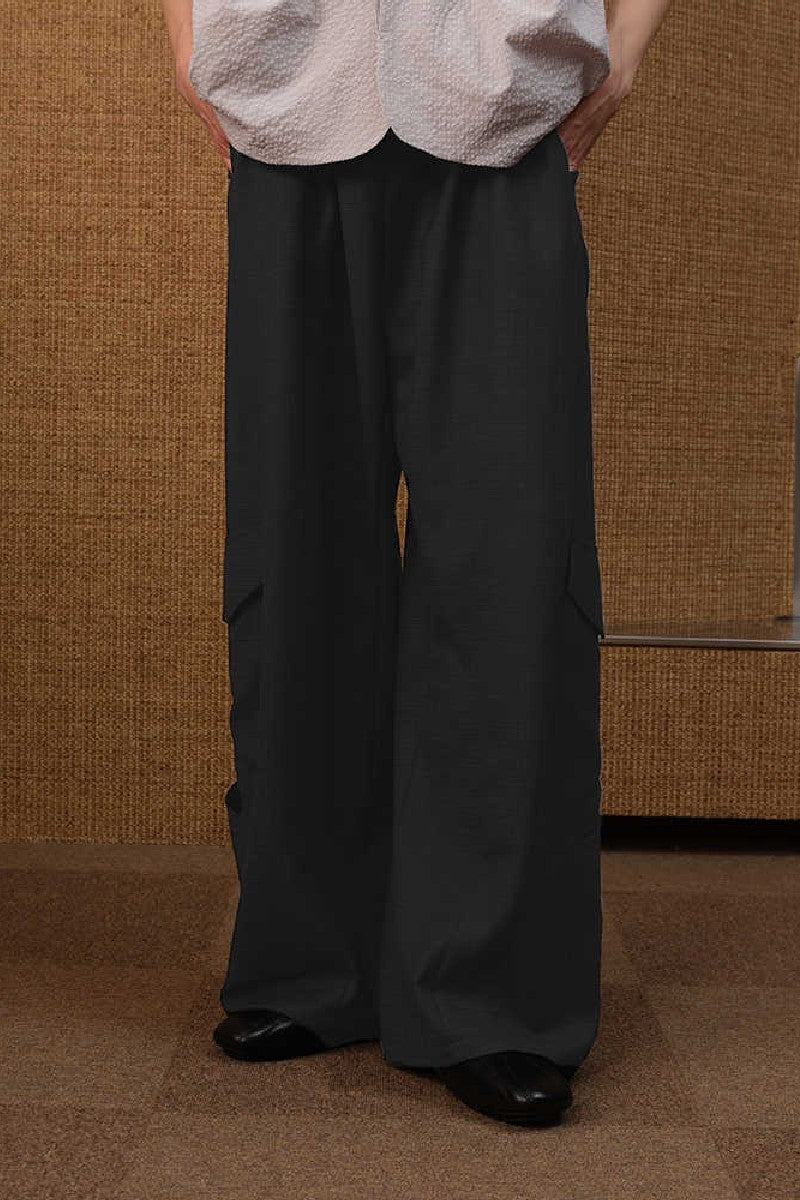 Wool Drop Crotch Cargo Pants