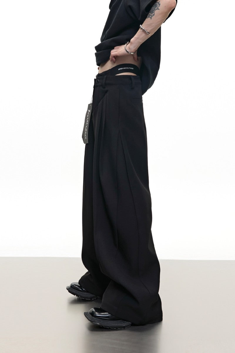 Zipper Detail Wide Leg Trousers