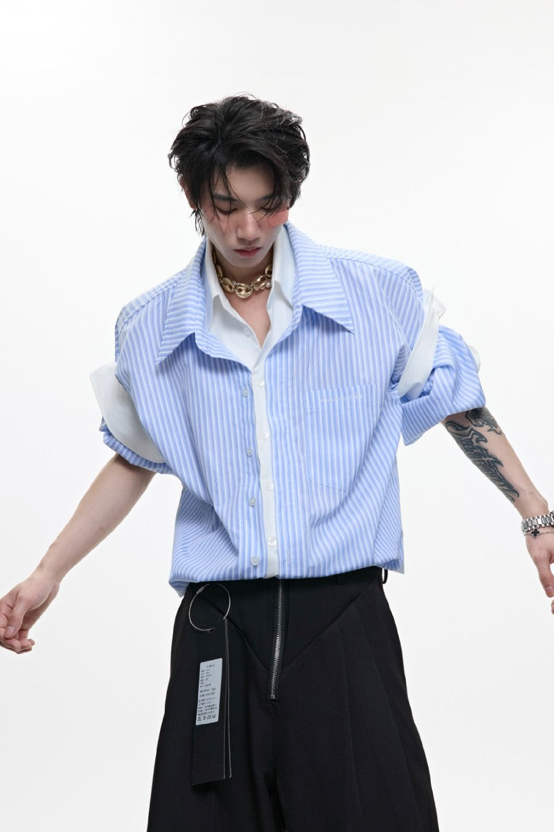 Layered Stripe Oxford Shirt