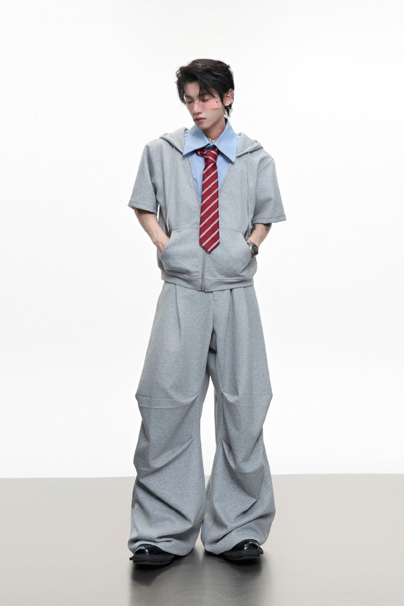 Wrinkled Patchwork Layered Trousers