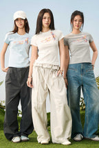 Slim Crayon Flower Knit Tee
