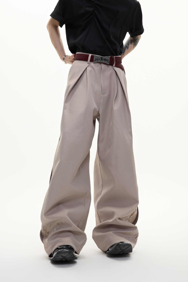 Embroidered Pleated Vintage Trousers