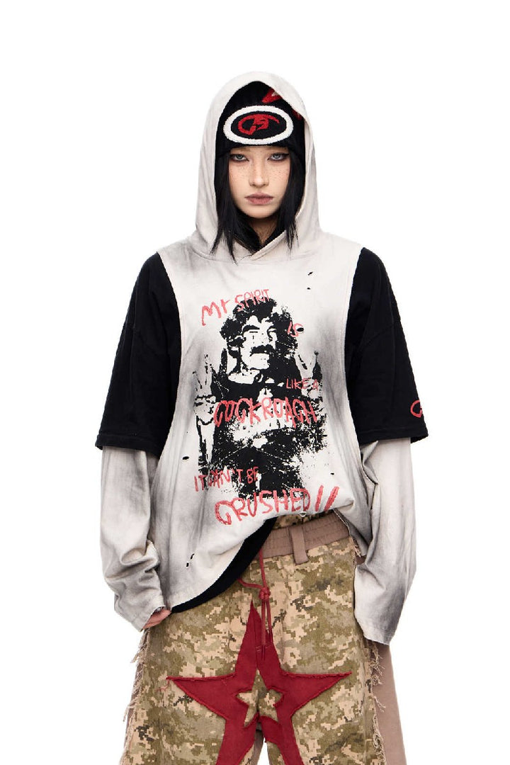 Faded Graphic Layered Hoodie