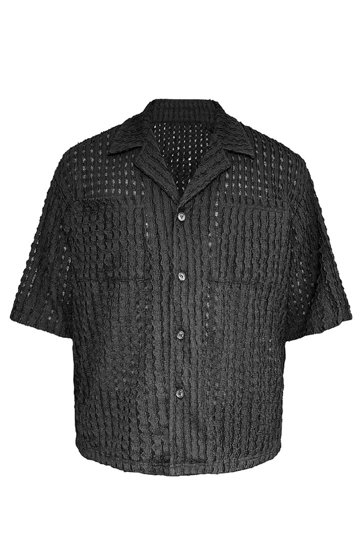 Spider Web Textured Short Sleeve Shirt