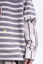 Striped Layered Longsleeve Polo Tee