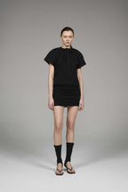 Drawstring Batwing Sleeve Tee