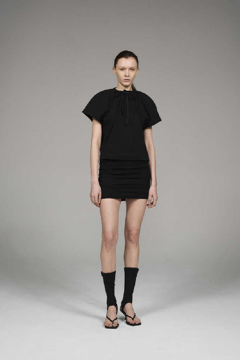 Drawstring Batwing Sleeve Tee