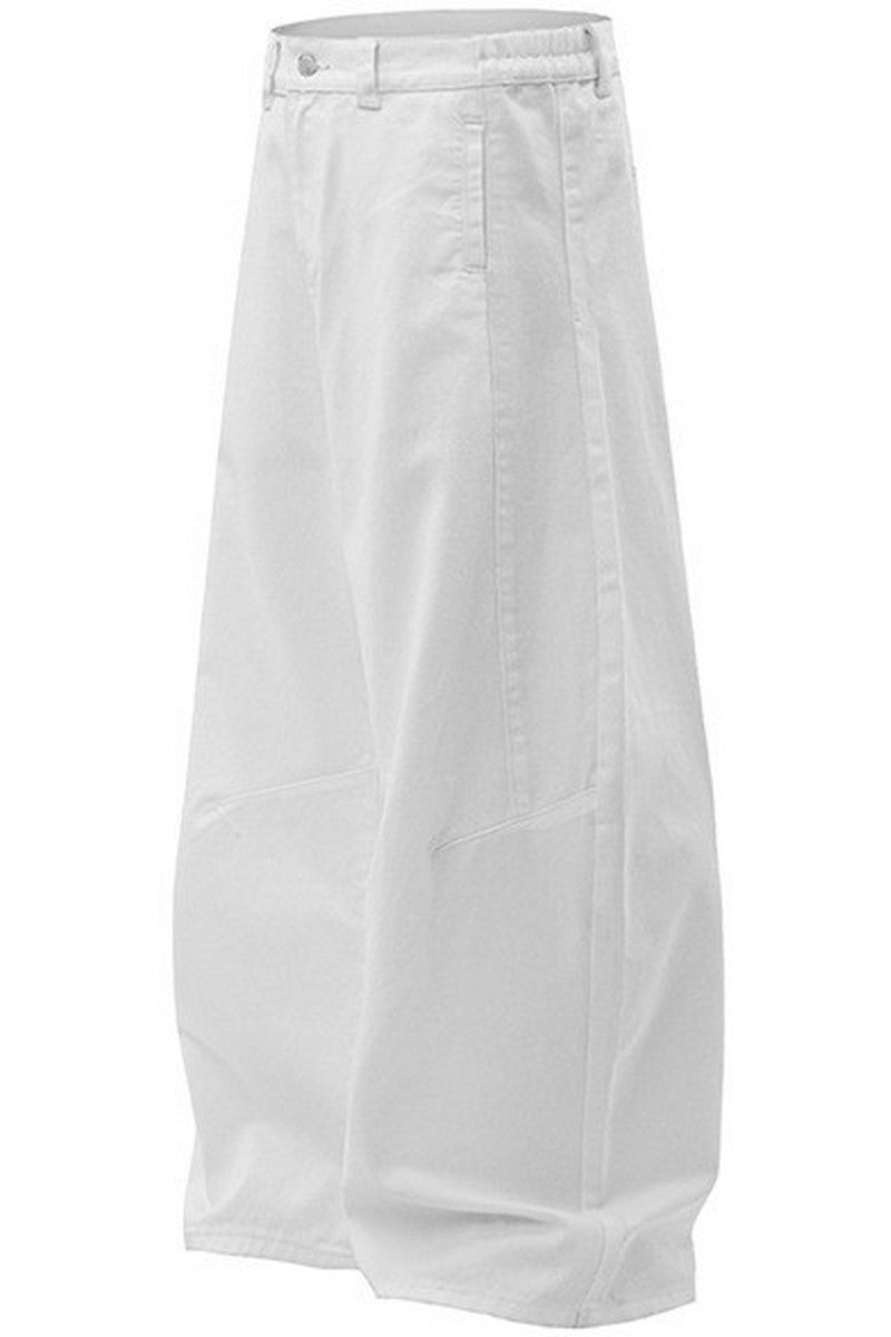 White Blade Cut Baggy Jeans