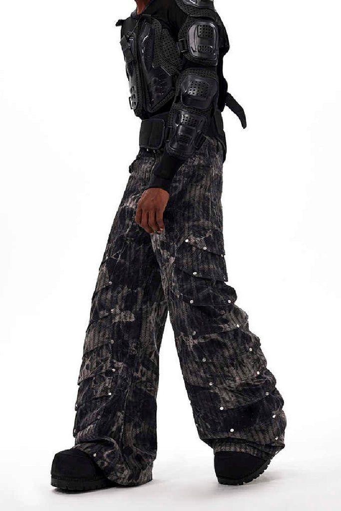 国内未入荷 STARTEXCEEDEND - Snakeskin Studded Wide Leg Jeans Snakeskin Studded Wide Leg Jeans – Copping Zone