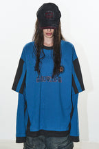 Two-Tone Striped Layered Jersey