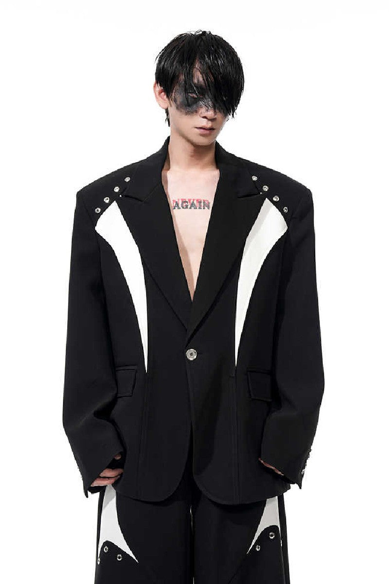 Structured Padded Shoulder Patchwork Blazer – Copping Zone