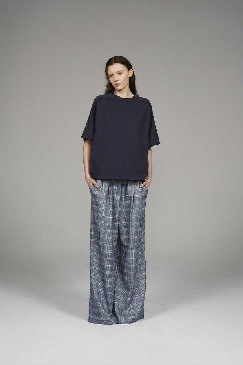 Label Plaid Casual Pants