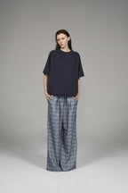 Label Plaid Casual Pants