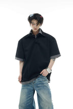 Plaid Layered Polo Tee