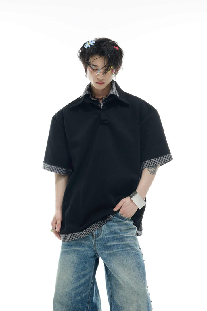 Plaid Layered Polo Tee