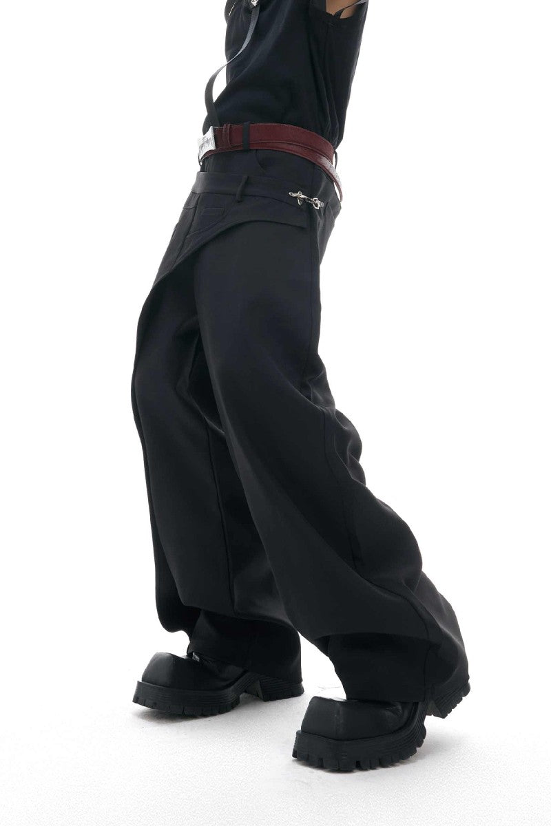 Layered Panel Straight Trousers