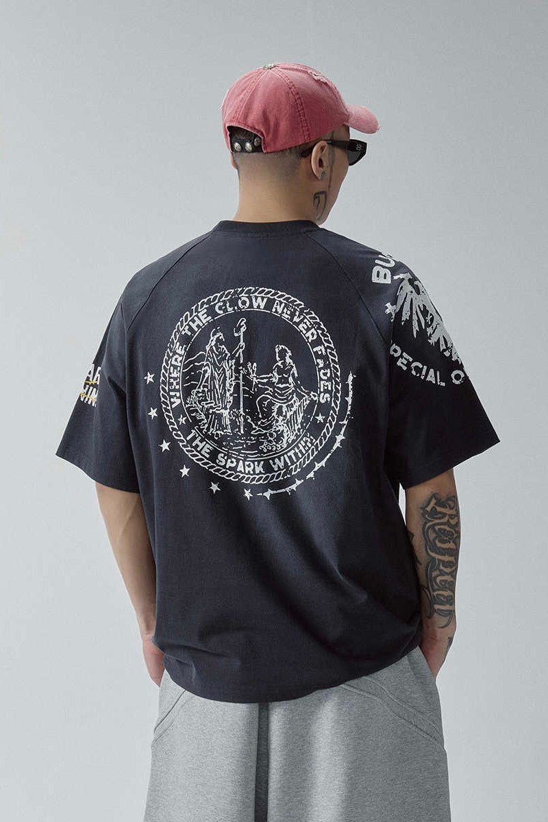 Washed Gradient Raglan T-Shirt