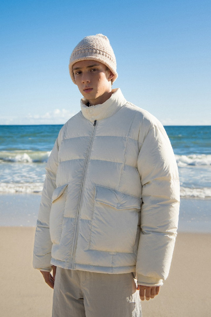 Windproof Down Jacket with White Duck Down