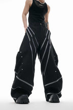 Striped Studded Blade Trousers