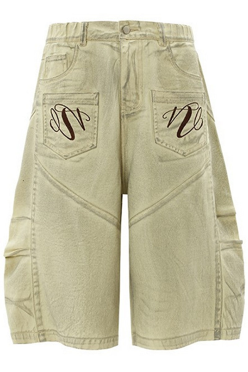 Inside-Out Dirty Denim Shorts