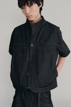 Raw Denim Stand Collar Shirt