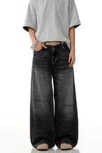 Whiskered Grey Straight Jeans