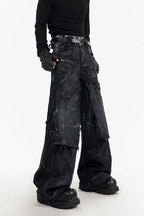 Double Layer Hand-Painted Jeans
