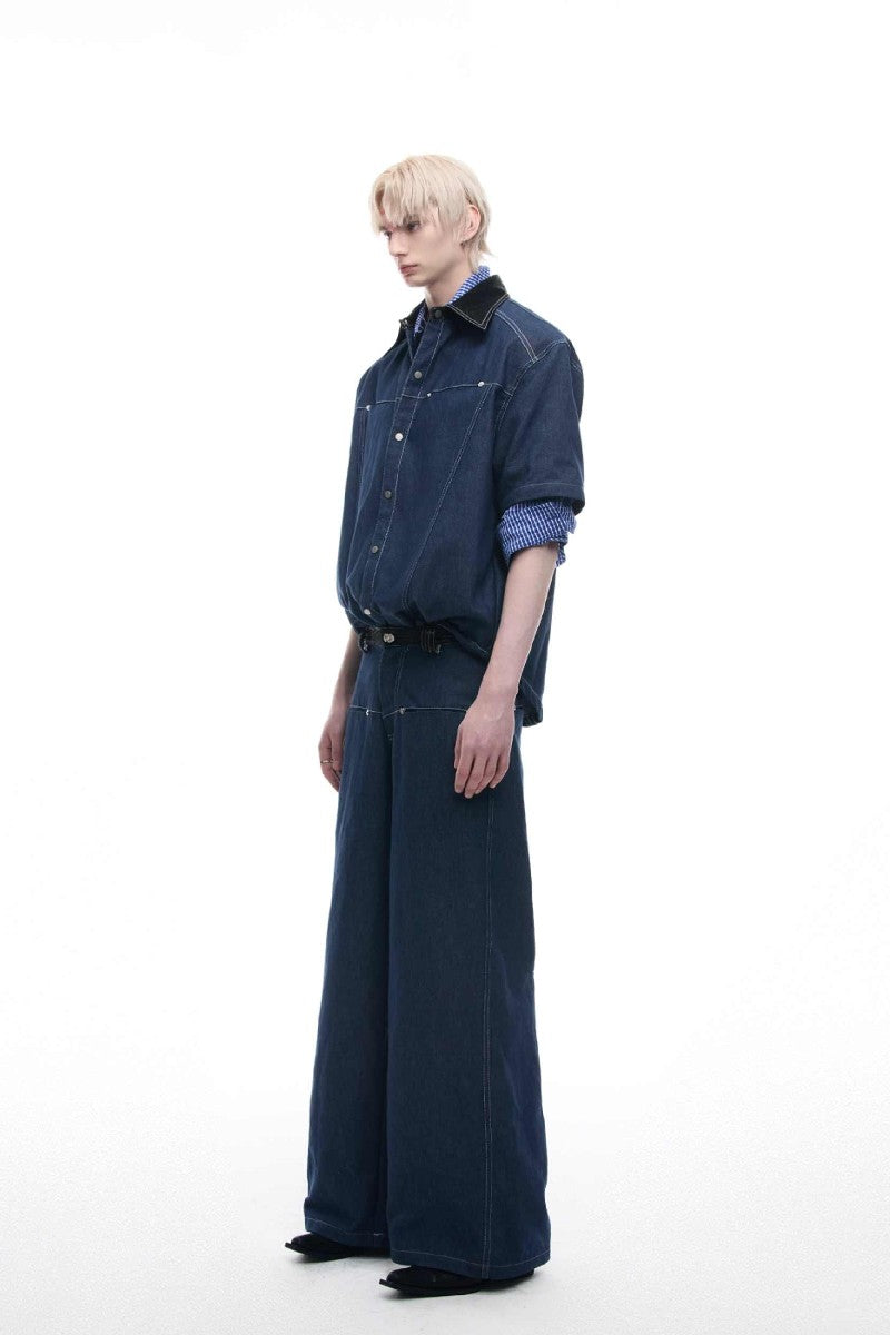 Snakeskin Patchwork Denim