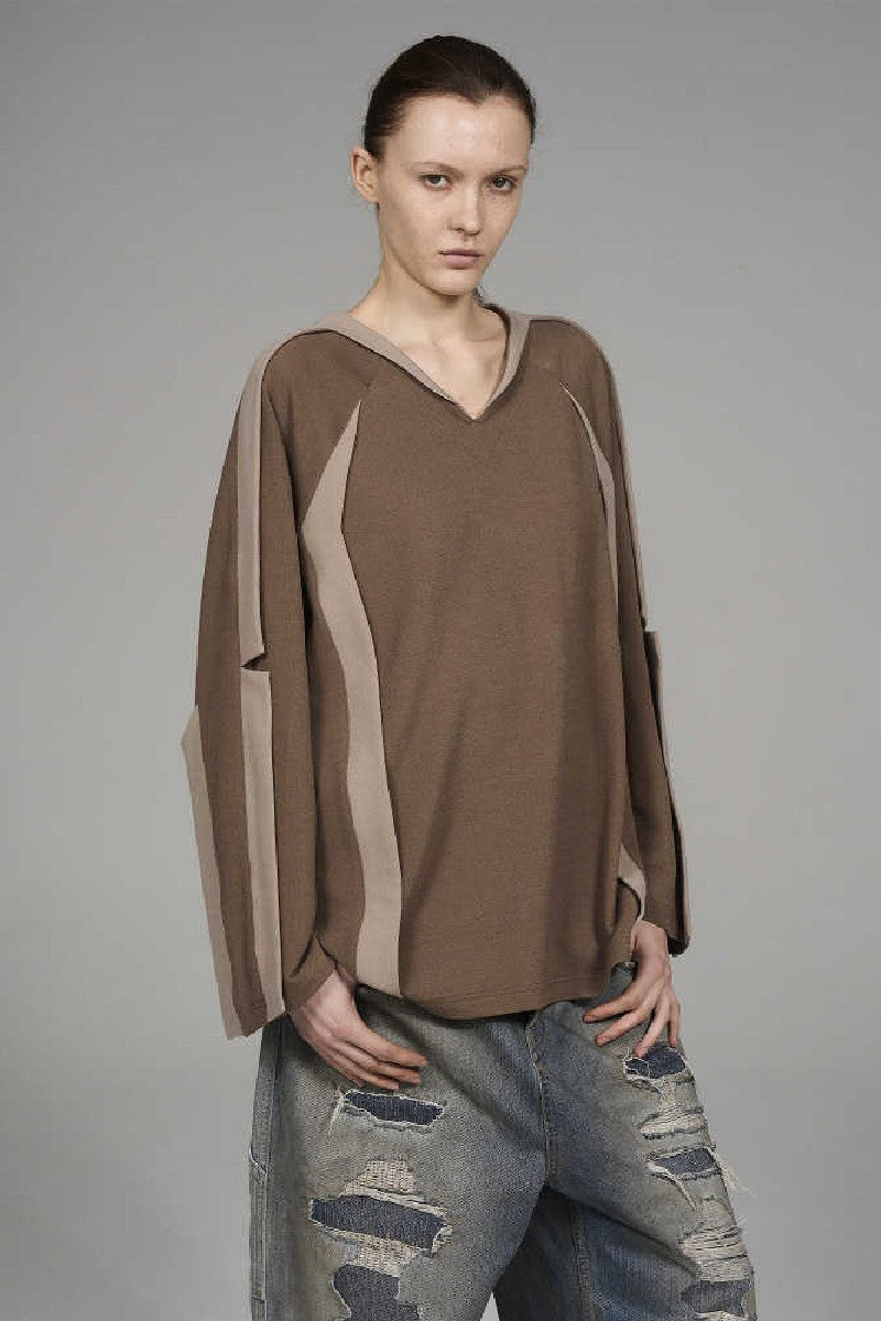 V-Neck Draped Long Sleeve Tee