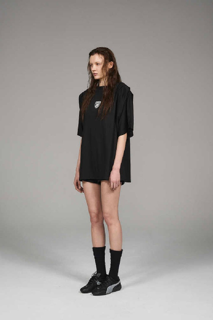 Oversized Pleated Logo Tee