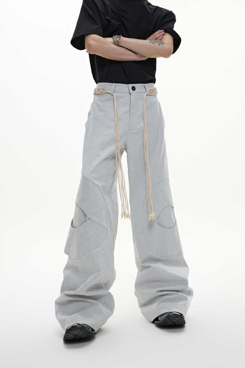 Belted Straight Cut Jeans