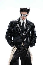 Studded Embroidered Spine Leather Jacket