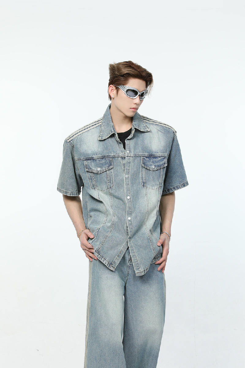 Vintage Loose Washed Denim Shirt