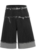 Cuffed Hem Denim Shorts