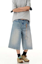 Teal Blue Cropped Jorts